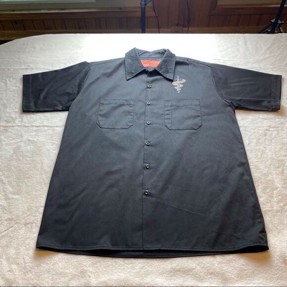 Orange County Chopper Black Short Sleeve Button Down Shirt Size Large - Picture 1 of 10